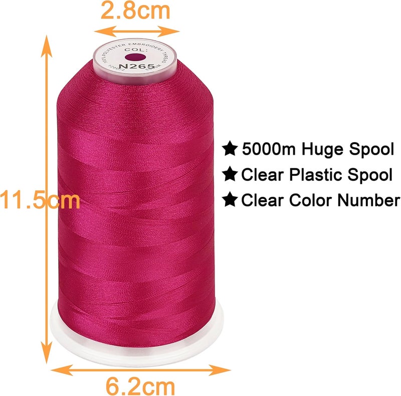 New brothread - Single Huge Spool 5000M Each Polyester Embroidery Machine Thread 40WT for Commercial and Domestic Machines - Crimson (Janome Color) - Image 2
